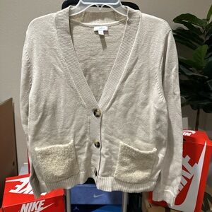 J. Jill Cream Button-Up Cardigan